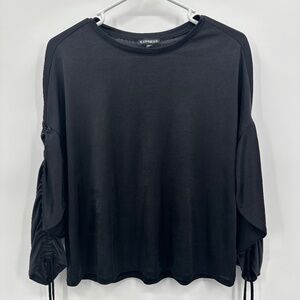 Express Top Women Small Black Ruched Cropped Grunge Rock Goth Whimsigoth Witchy